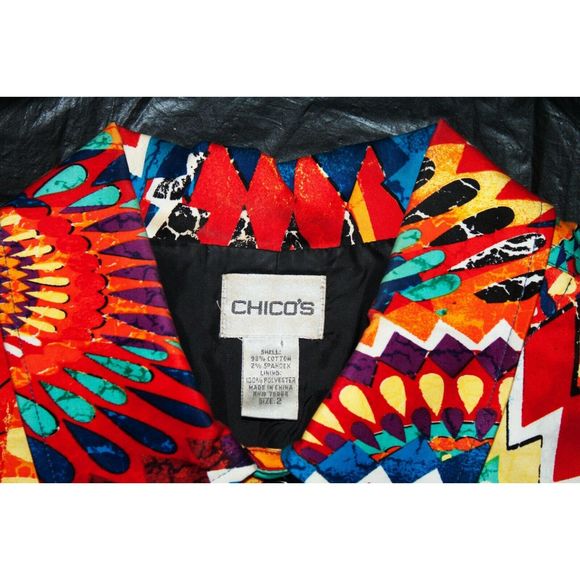 Chicos Button Up Pockets Jacket Boho Size 2 - Picture 7 of 7